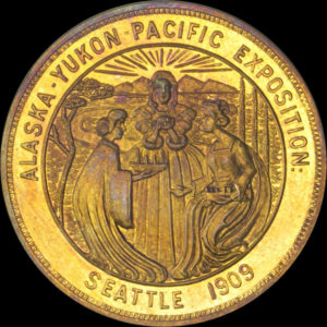 Alaska-Yukon-Pacific Exposition Nineteen Rays / U.S. Government Building 5 Flags