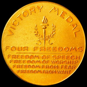 HK-913 1945 Roosevelt Four Freedoms Gold-Plated SCD