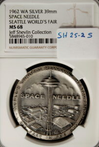 1962 Century 21 Exposition High Relief Silver Space Needle SCD