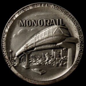1962 Century 21 Exposition High Relief Silver Monorail SCD