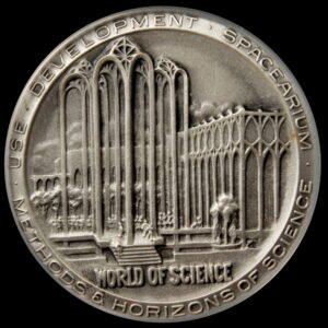 1962 Century 21 Exposition High Relief Silver World of Science SCD