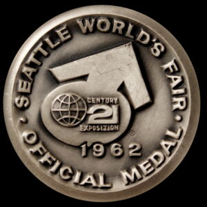 1962 Century 21 Exposition High Relief Silver World of Entertainment SCD