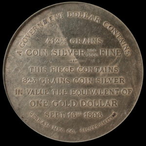 HK-781 1896 Silver Bryan Uniface Dollar by Gorham