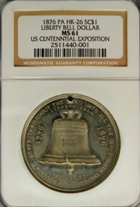 HK-26 1876 Centennial Liberty Bell Rounded 6 / Independence Hall SCD
