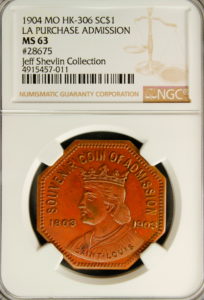 HK-306 1904 Louisiana Purchase Octagonal Souvenir Coin SCD