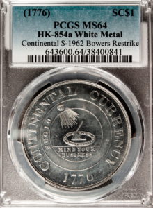 HK-854A 1961 Bowers Continental Dollar Restrike White Metal SCD