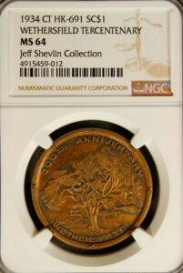 HK-691 1934 Wethersfield Connecticut Tercentennial SCD