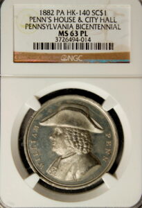 HK-140 1882 Penn’s House and City Hall Bicentennial SCD