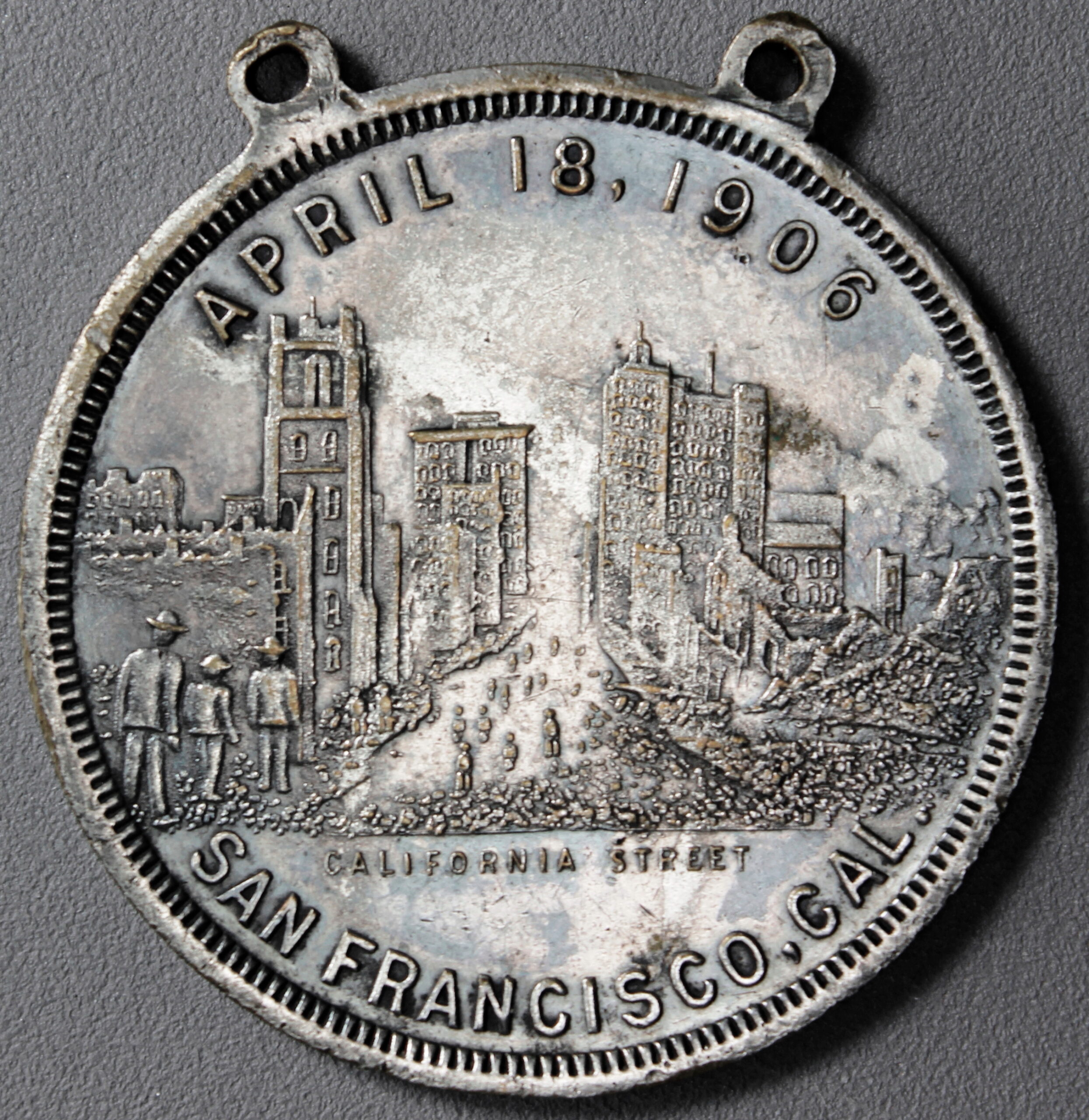 HK-340A 1906 San Francisco Disaster & Fire SCD – Silver Plated – variety not listed in H&K