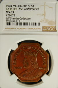 HK-306 1904 Louisiana Purchase Octagonal Souvenir Coin SCD