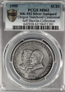 HK-553 1959 Silver Eisenhower Oregon Statehood Centennial SCD