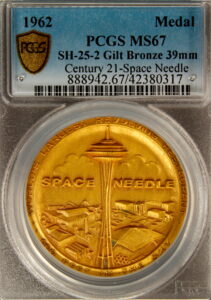 1962 Century 21 Exposition High Relief Gold-Plated Space Needle SCD