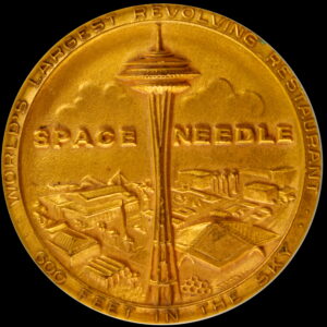1962 Century 21 Exposition High Relief Gold-Plated Space Needle SCD