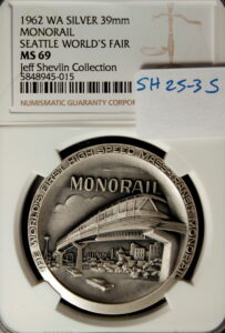 1962 Century 21 Exposition High Relief Silver Monorail SCD