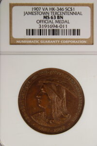HK-346 1907 Jamestown Tercentennial Exposition Official SCD – Bronze
