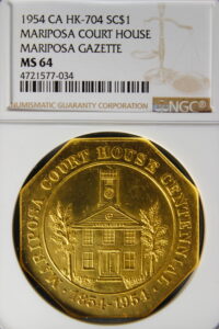 HK-704 1954 Mariposa Court House Centennial SCD