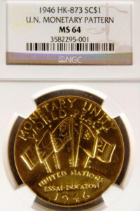 HK-873 1946 United Nations Monetary Pattern Gold SCD