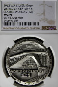 1962 Century 21 Exposition High Relief Silver World of Century 21 SCD