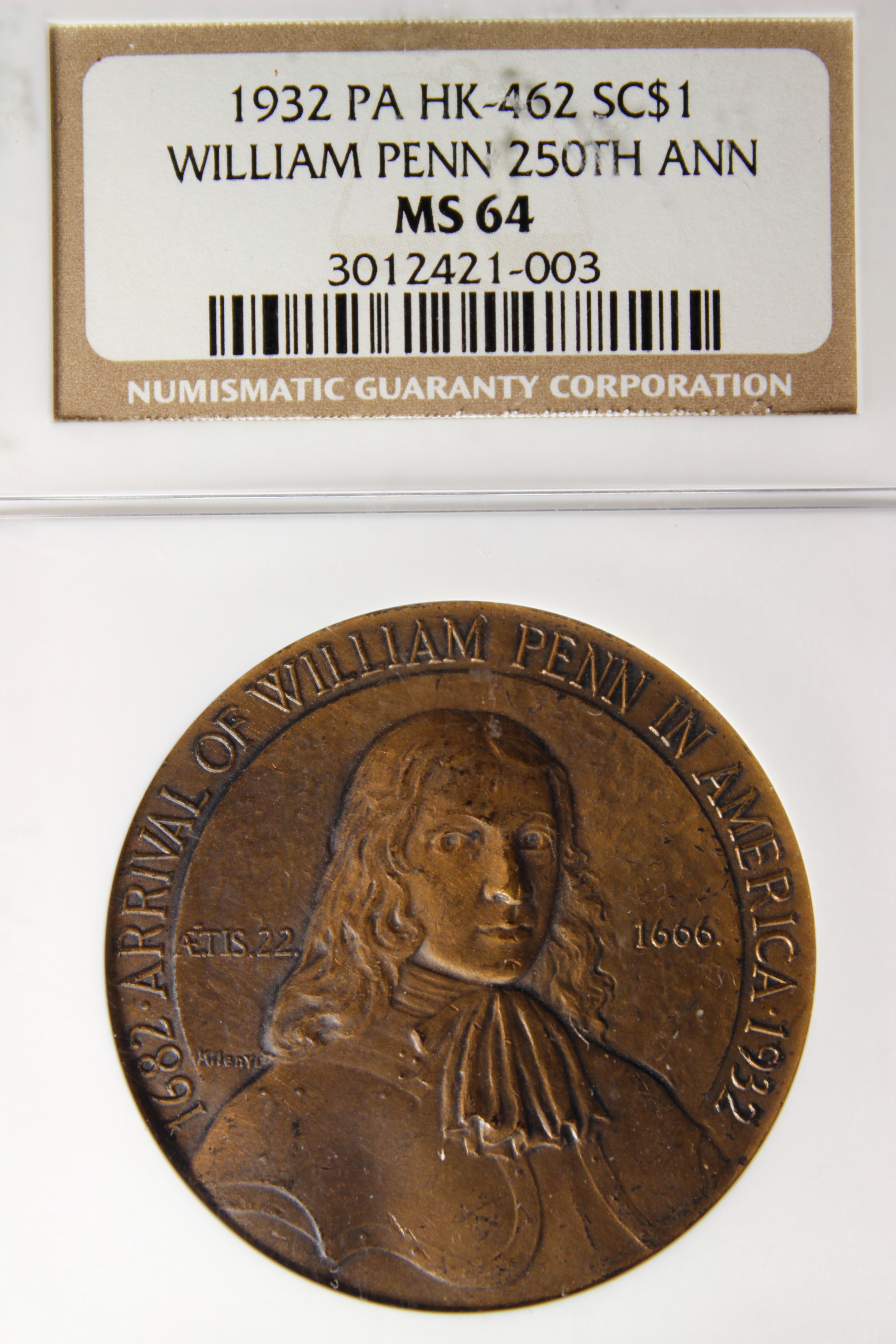 HK-462 1932 William Penn 250th Anniversary Arrival in America SCD