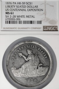 HK-59 1876 Centennial Seated Liberty / American Colonies SCD
