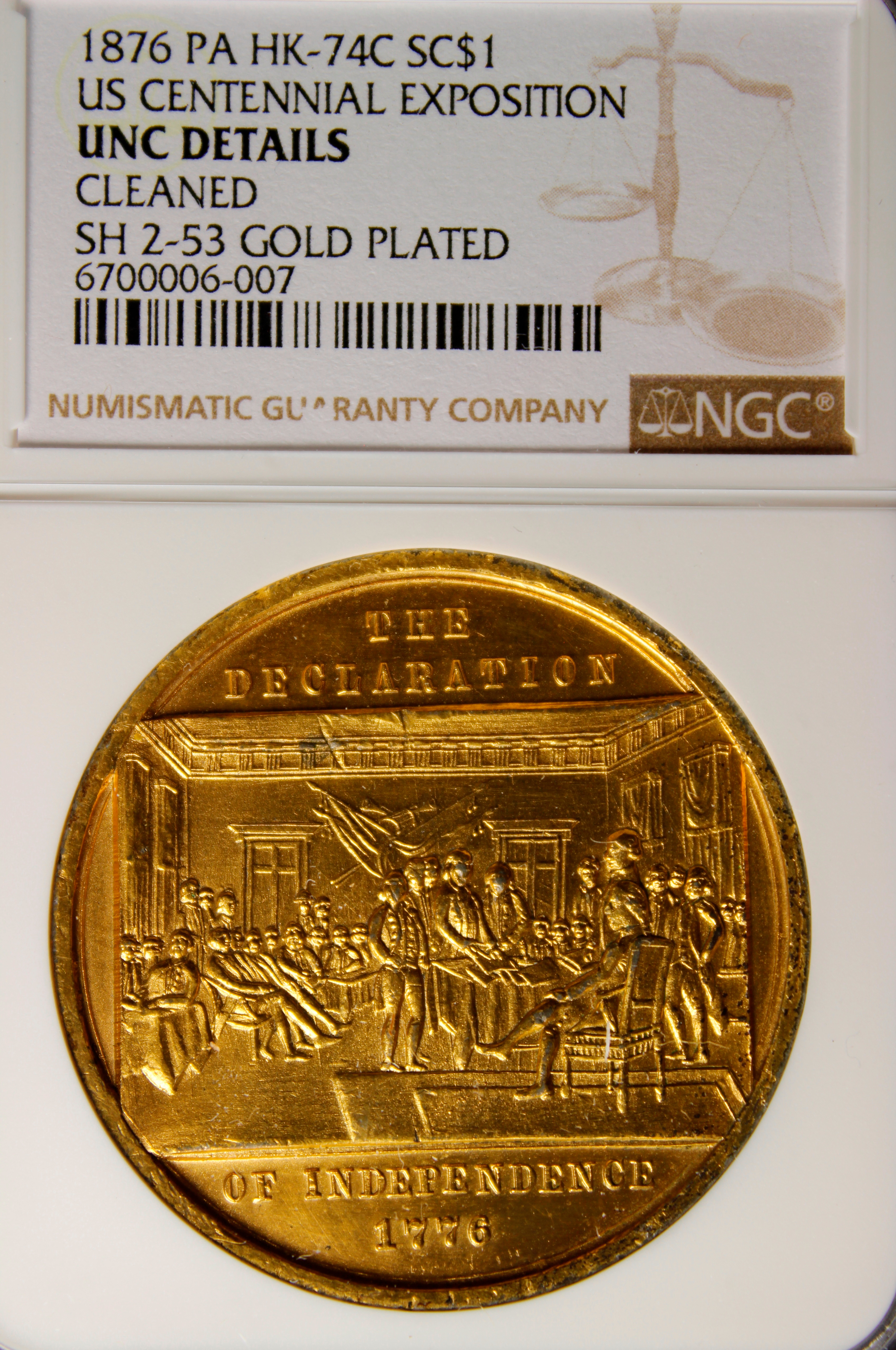 HK-74C 1876 Centennial Declaration of Independence three seated one standing / Commemoration SCD