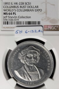 HK-228 1893 Columbian Childs Columbus with Hat with Side Legends with Aerial View SCD