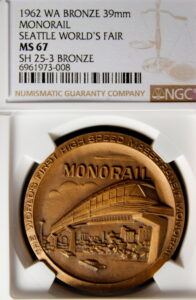 1962 Century 21 Exposition High Relief Bronze Monorail SCD