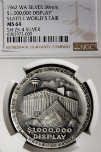 1962 Century 21 Exposition High Relief Silver Million Dollar Display SCD