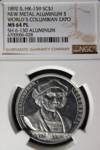 HK-159 1892 Columbian Childs Columbus with Legend in Scrolls / Small Aluminum Wreath SCD