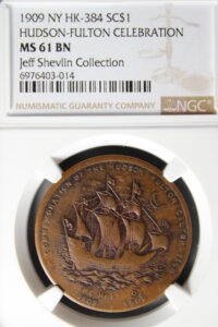 HK-384 1909 Hudson-Fulton Celebration Half Moon Small Letters / Clermont Ship SCD