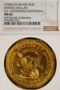 HK-505 1950 California Statehood Centennial Uniface Slug SCD