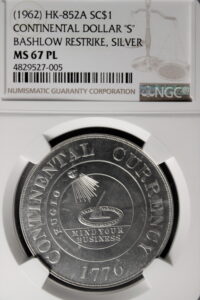 HK-852A 1962 Bashlow Continental Dollar Restrike Silver SCD
