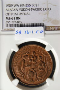 HK-355 1909 Alaska-Yukon-Pacific Exposition Official SCD – Copper