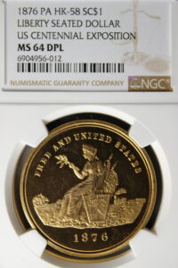 HK-58 1876 Centennial Seated Liberty / American Colonies SCD