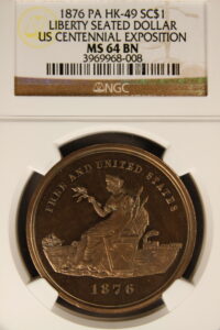 HK-49 1876 Centennial Seated Liberty / Small Independence Hall SCD