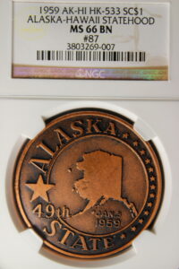 HK-533 1959 Alaska-Hawaii Statehood Oxidized Copper SCD