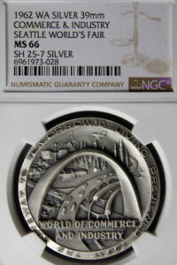 1962 Century 21 Exposition High Relief Silver Commerce & Industry SCD