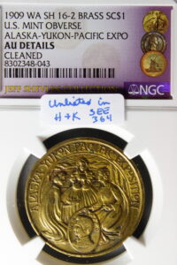 HK-364 UNLISTED VARIETY 1909 AYPE U.S. Mint Obverse / Government Building 6 & 5 Flags SCD