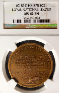 HK-875 1861 Loyal National League SCD – Copper