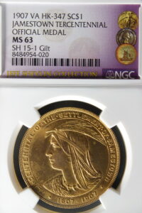HK-347 1907 Jamestown Tercentennial Exposition Official Gold-Plated SCD