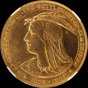 HK-347 1907 Jamestown Tercentennial Exposition Official Gold-Plated SCD