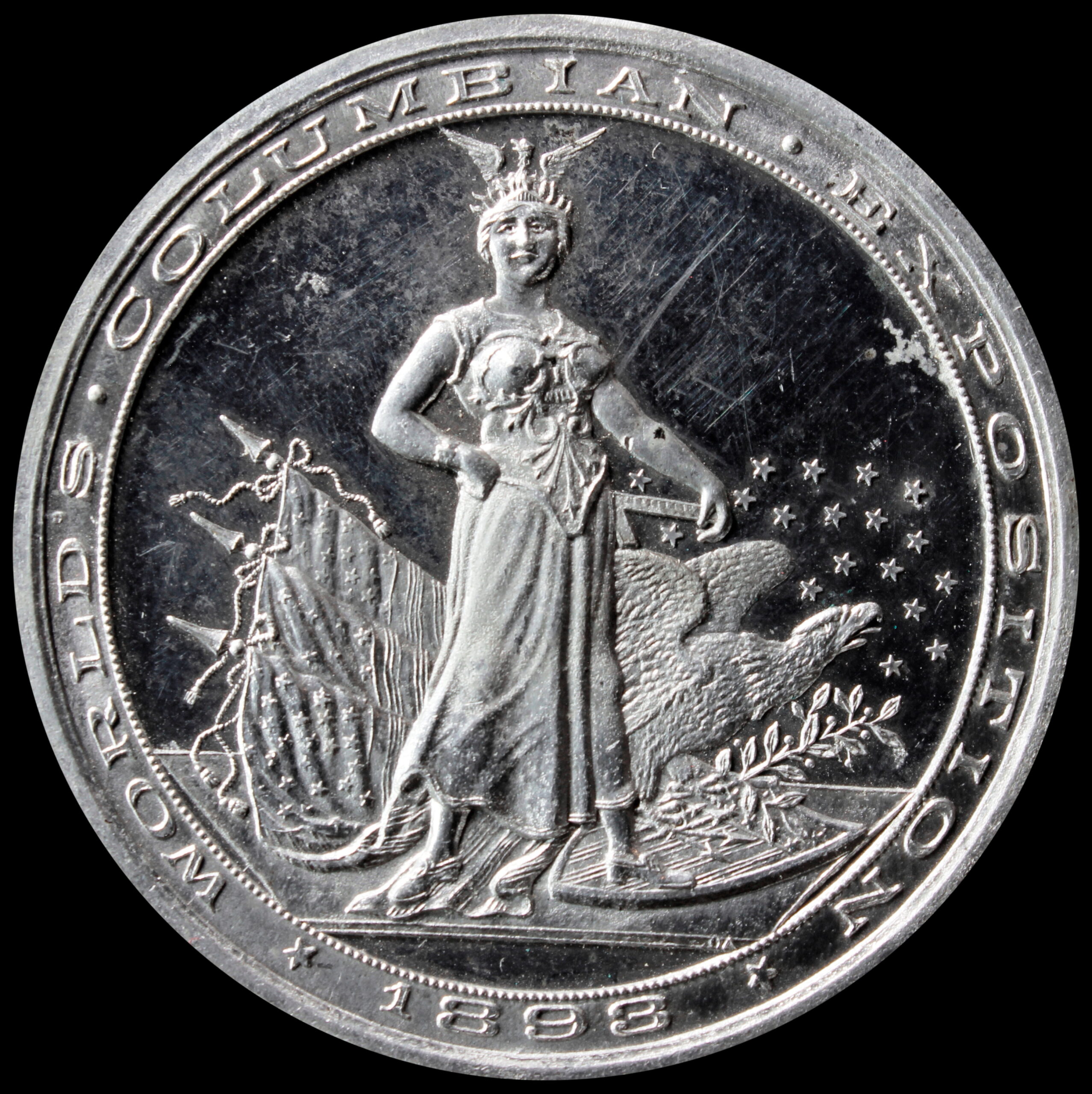 1893 Columbian Bust on Pedestal with Columbia Standing reverse