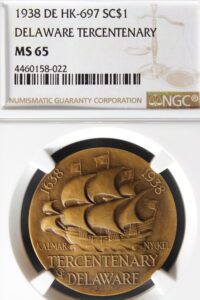 HK-697 1938 Delaware Tercentenary SCD
