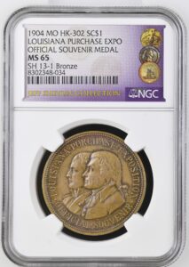 HK-302 1904 Louisiana Purchase Exposition Yellow Bronze Official SCD