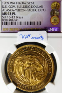 HK-367 1909 Alaska-Yukon-Pacific Exposition Symmetrical Rays Alaska “KA” – Schwaab SCD