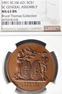 HK-621 1891 South Carolina Centennial Celebration of the First Meeting of the General Assembly Bronze SCD
