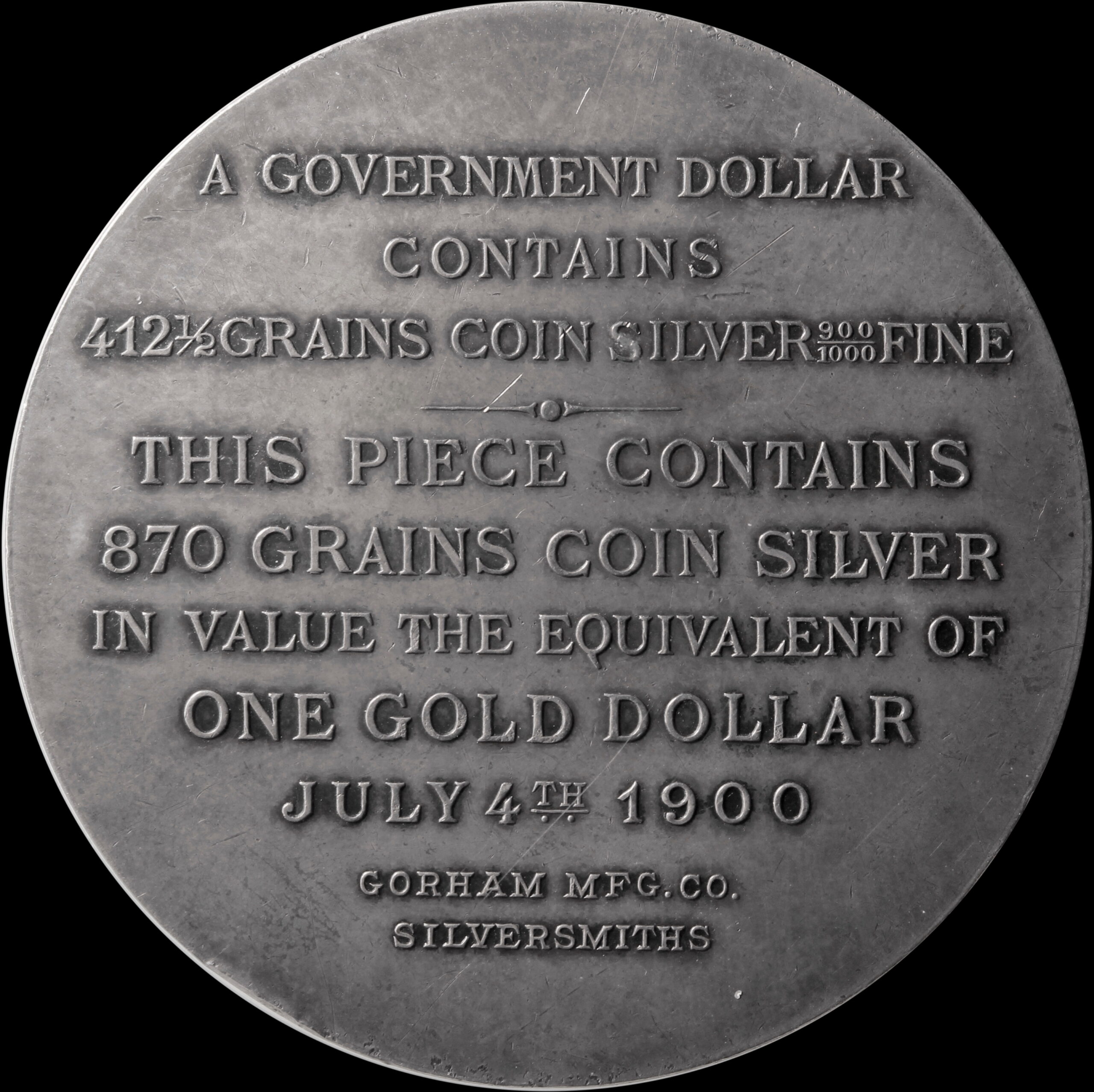 HK-782 1900 Silver Bryan Wagon Wheel Dollar by Gorham