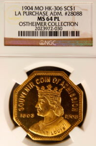HK-306 1904 Louisiana Purchase Octagonal Souvenir Coin SCD