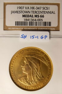 HK-347 1907 Jamestown Tercentennial Exposition Official Gold-Plated SCD