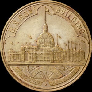 HK-154 1893 Columbian Exposition Oreide Lower Flag One Pearl Variety Small Letters Official SCD